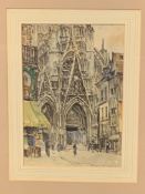 Watercolour of Eglise Maclou in Rouen