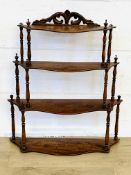 Mahogany four tier wall mounted whatnot