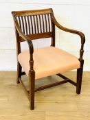 Mahogany show wood rail back armchair