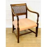 Mahogany show wood rail back armchair