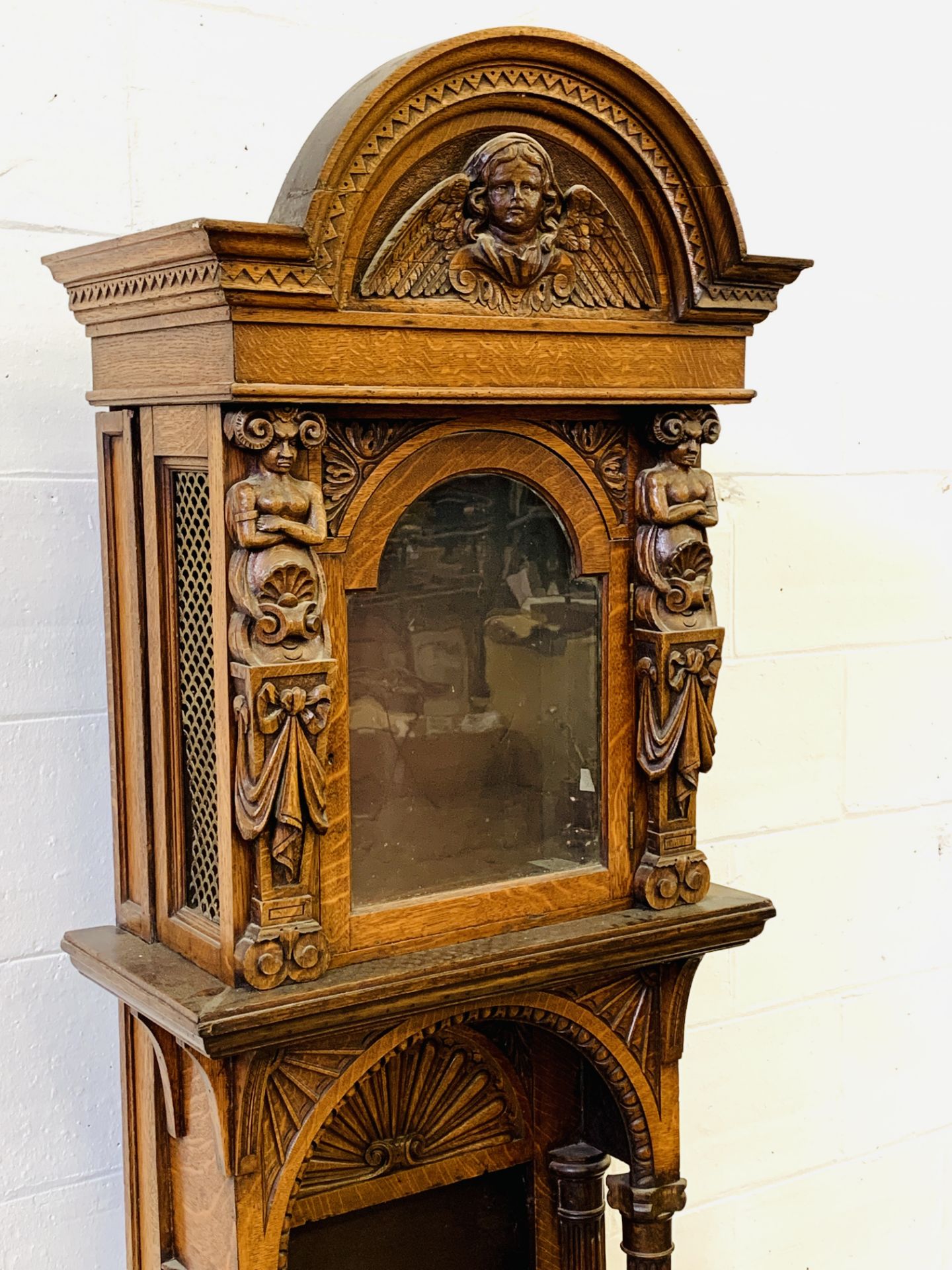 Victorian carved oak longcase clock case - Image 3 of 5