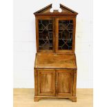 Mahogany glass fronted bureau bookcase