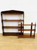 Two sets of mahogany wall mounted shelves