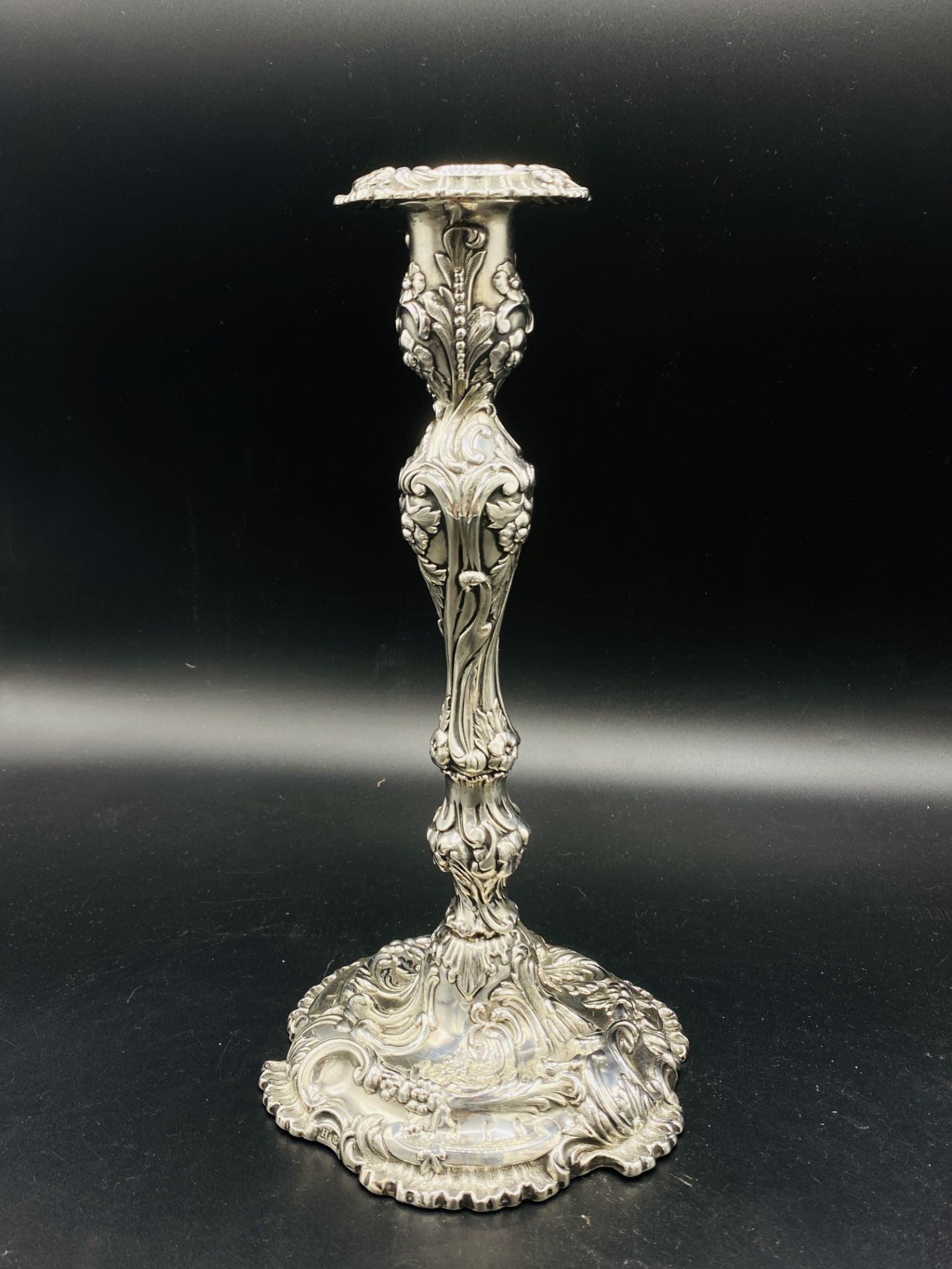 A pair of rococo silver candlesticks, by Henry Wilkinson & Co, Sheffield 1875 - Image 4 of 4