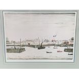 Signed print, 'The Harbour' by L.S. Lowry