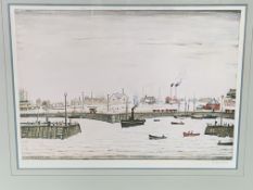 Signed print, 'The Harbour' by L.S. Lowry