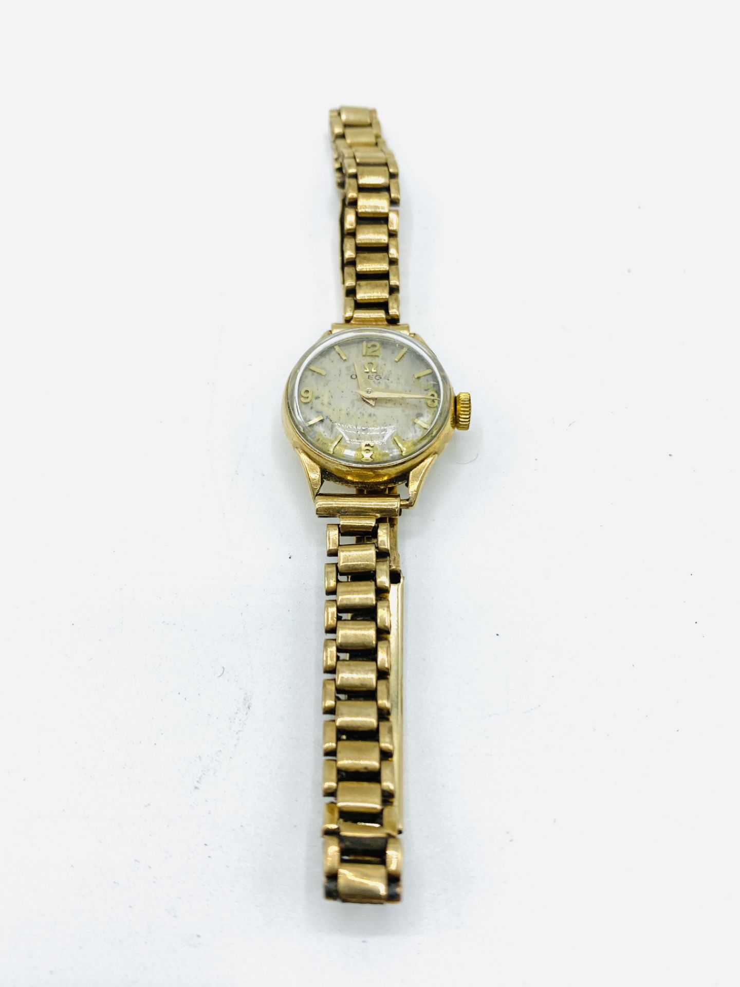 Omega 17 jewels wrist watch in 9ct gold case, with 9ct gold strap