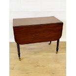 Mahogany drop side table with side drawer