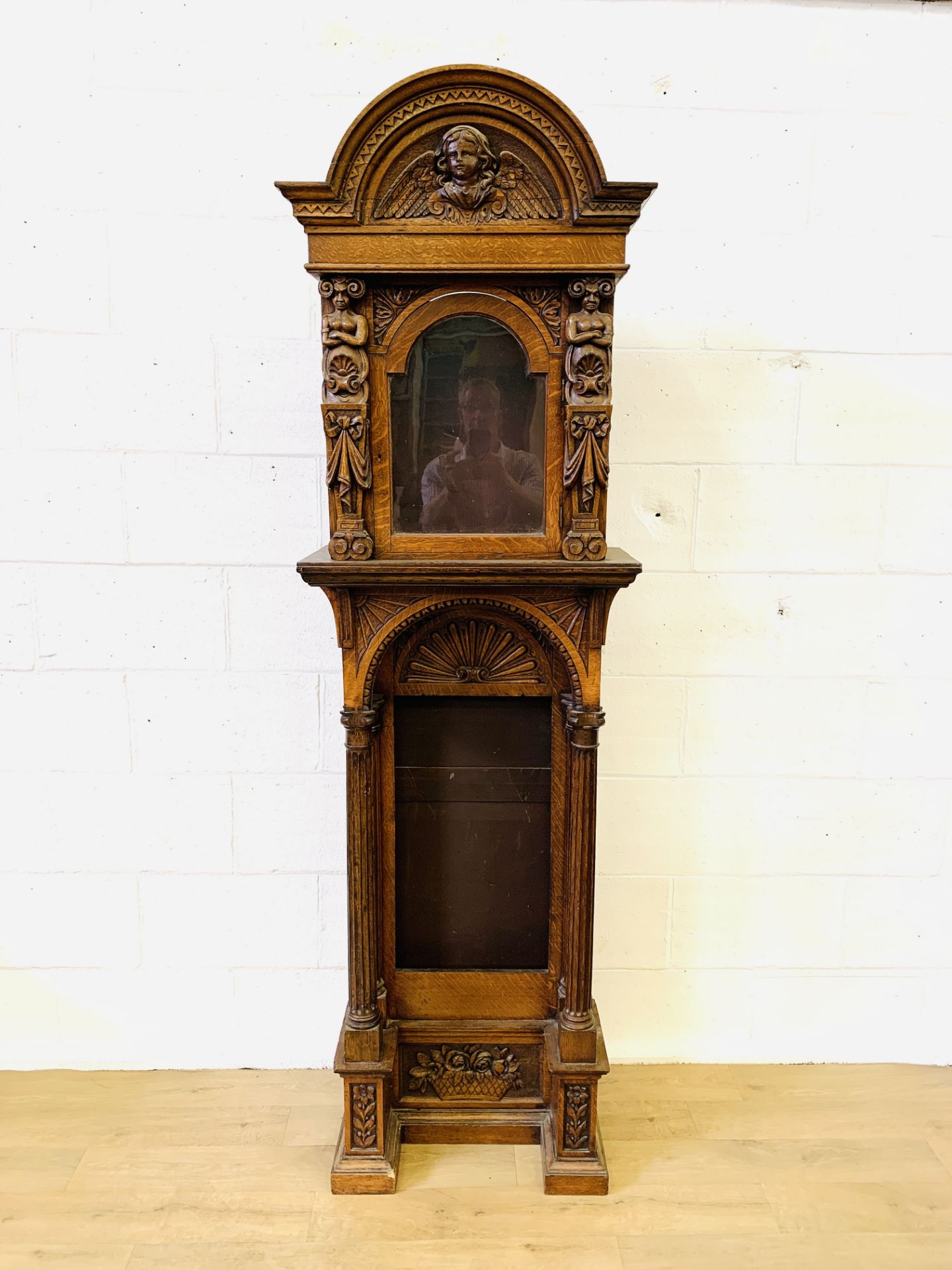 Victorian carved oak longcase clock case