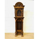 Victorian carved oak longcase clock case