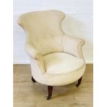 Cream upholstered button back bedroom armchair