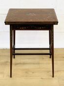 Mahogany card table with hand painted floral decoration