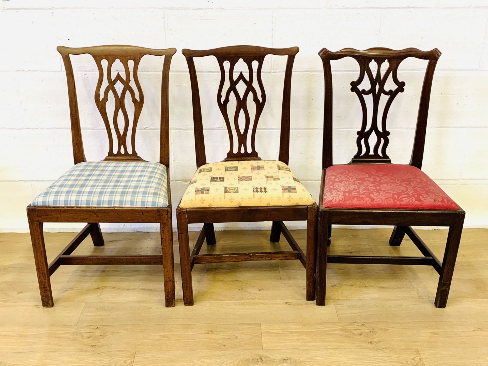 Three mahogany dining chairs