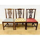 Three mahogany dining chairs