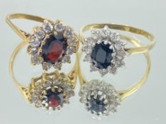 Two 9ct gold cluster rings