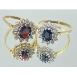 Two 9ct gold cluster rings