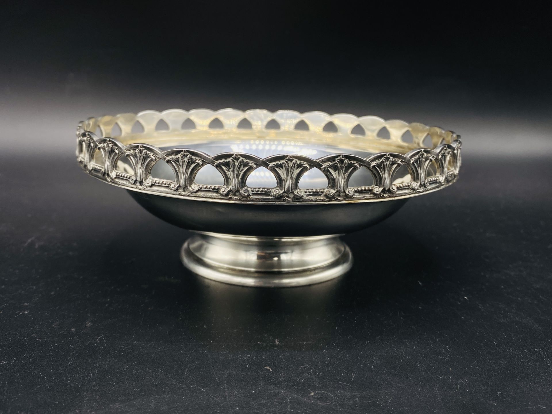 Late Victorian silver repousse decorated dish, and another silver dish - Image 3 of 4