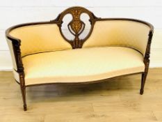 Mahogany show wood serpentine fronted two seat settee