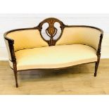 Mahogany show wood serpentine fronted two seat settee