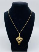 Edwardian 15ct gold lavalier necklace
