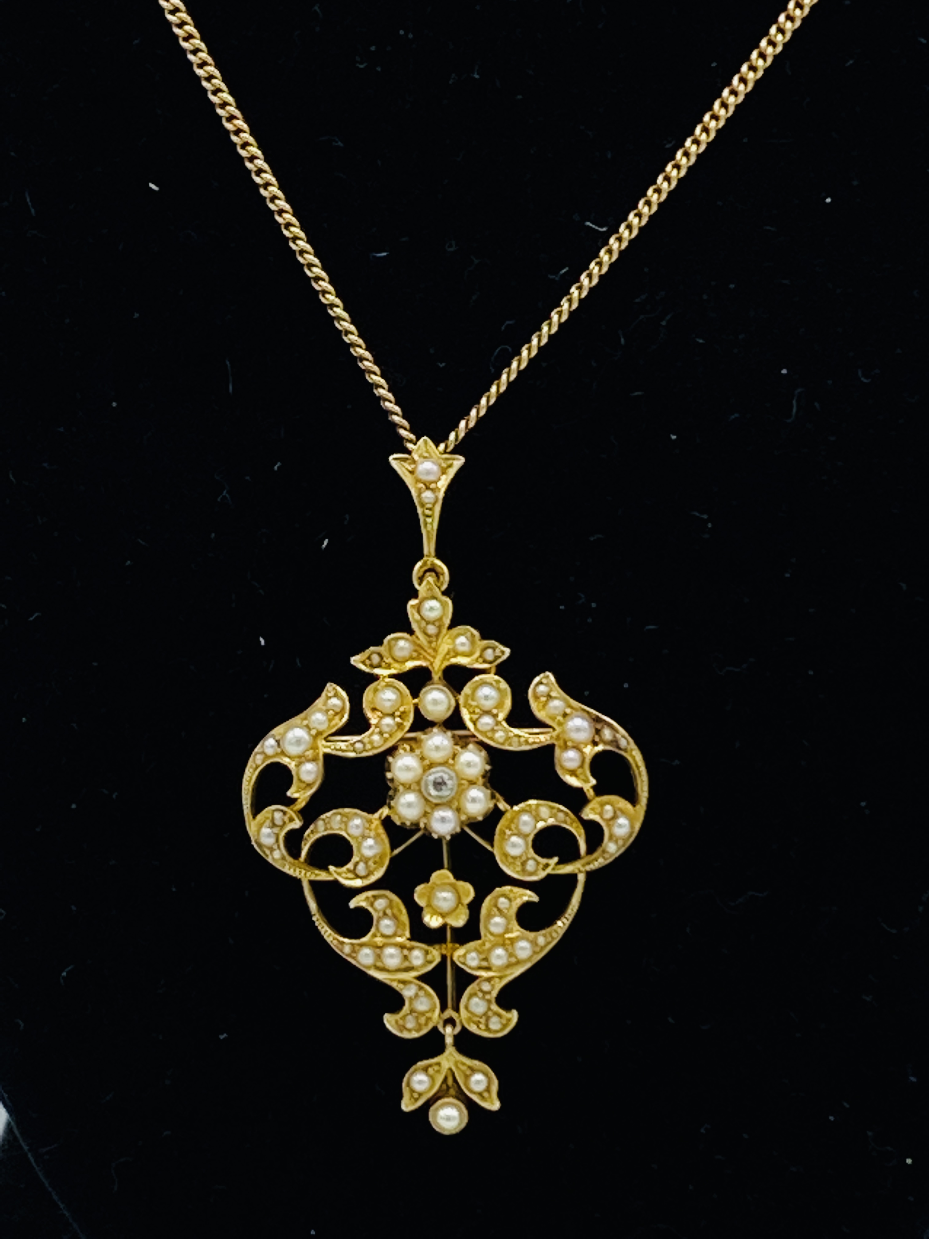 Edwardian 15ct gold lavalier necklace - Image 5 of 5