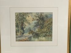 Frederick Williamson (1835 - 1900) watercolour of a lakeside house