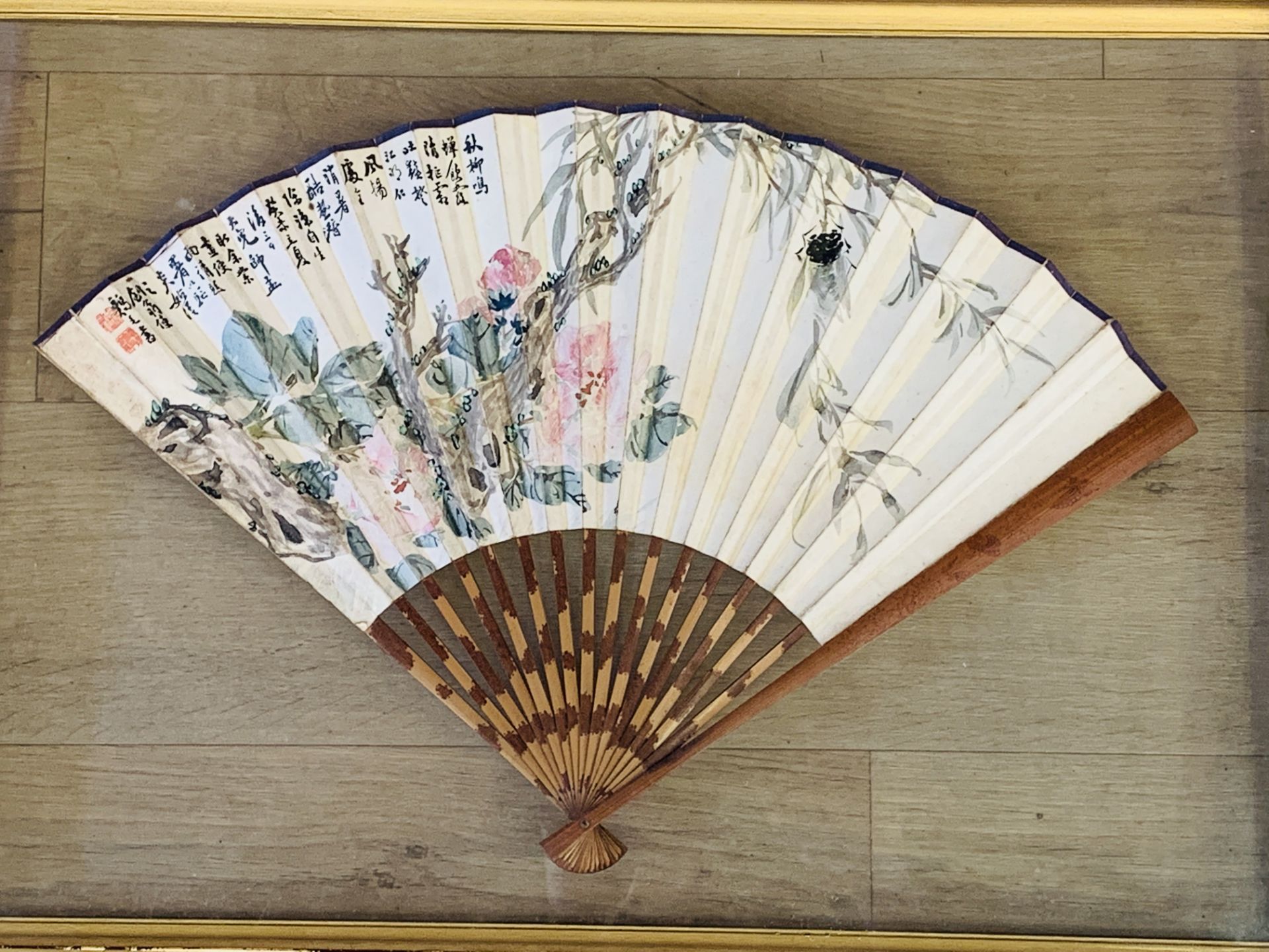Framed Oriental fan - Image 4 of 4