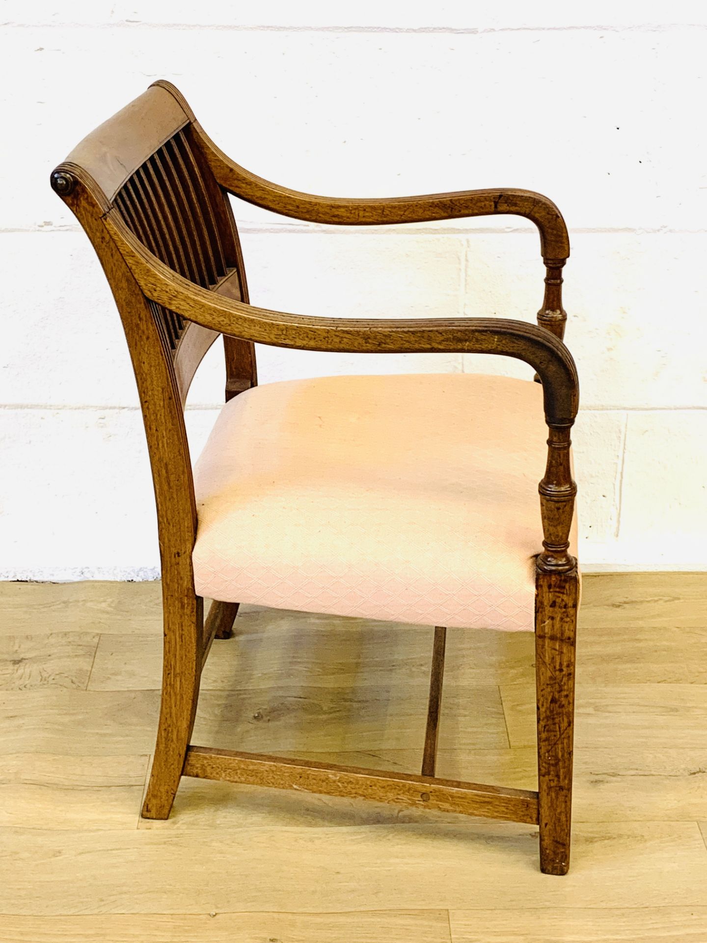 Mahogany show wood rail back armchair - Image 3 of 5