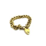 Gold curb and padlock bracelet