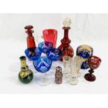 A collection of Bohemian glassware.