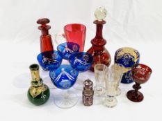 A collection of Bohemian glassware.