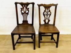 Two elm seat dining chairs