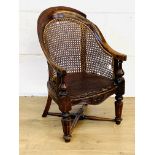 Child's mahogany armchair with leather seat