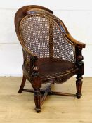 Child's mahogany armchair with leather seat