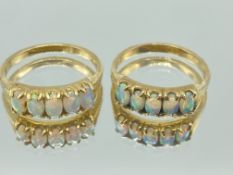 Two 9ct gold and 5 opal rings