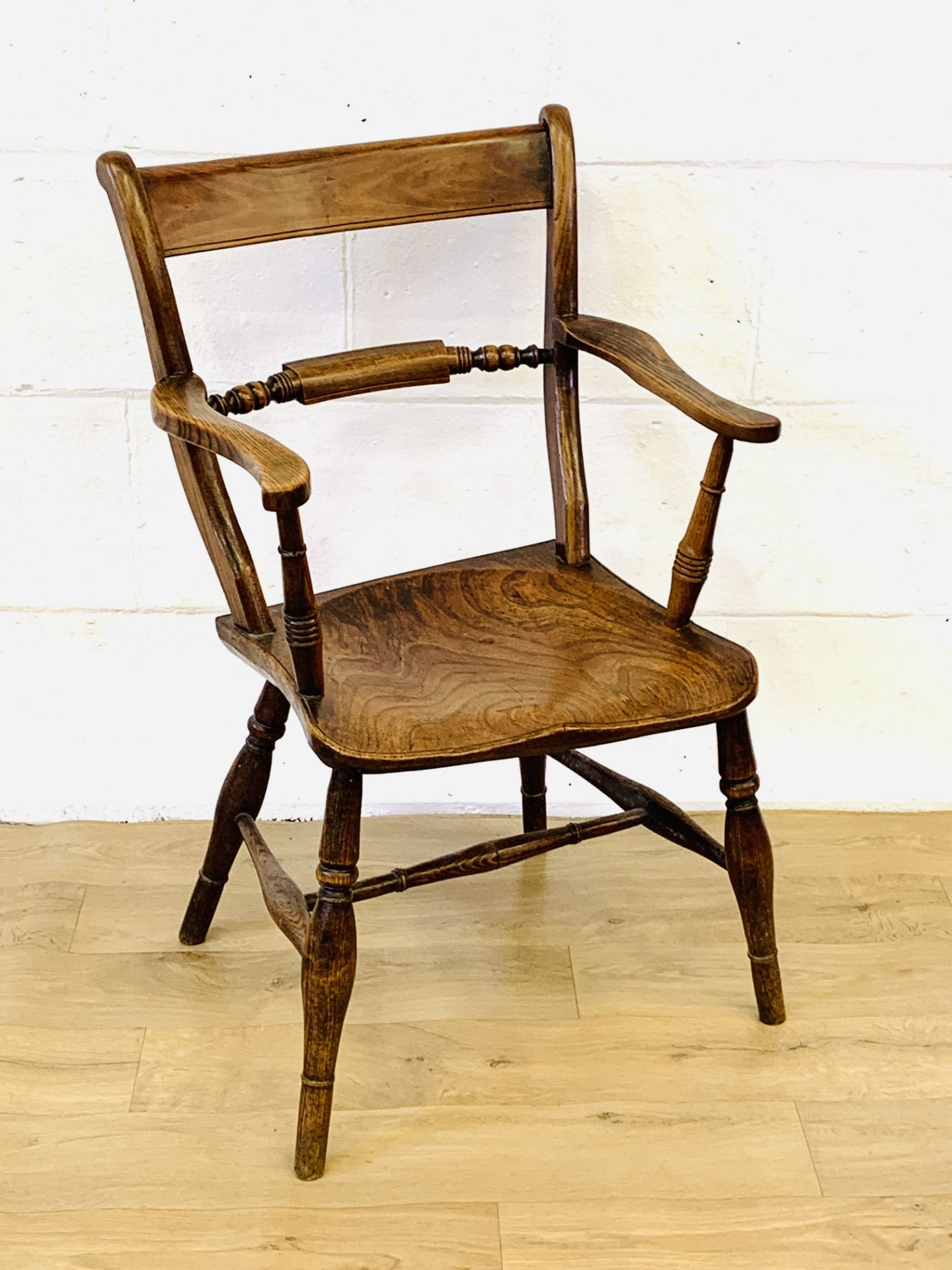 Open elbow chair with elm seat