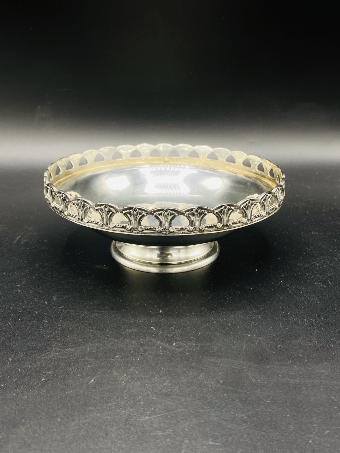 Late Victorian silver repousse decorated dish, and another silver dish - Image 4 of 4