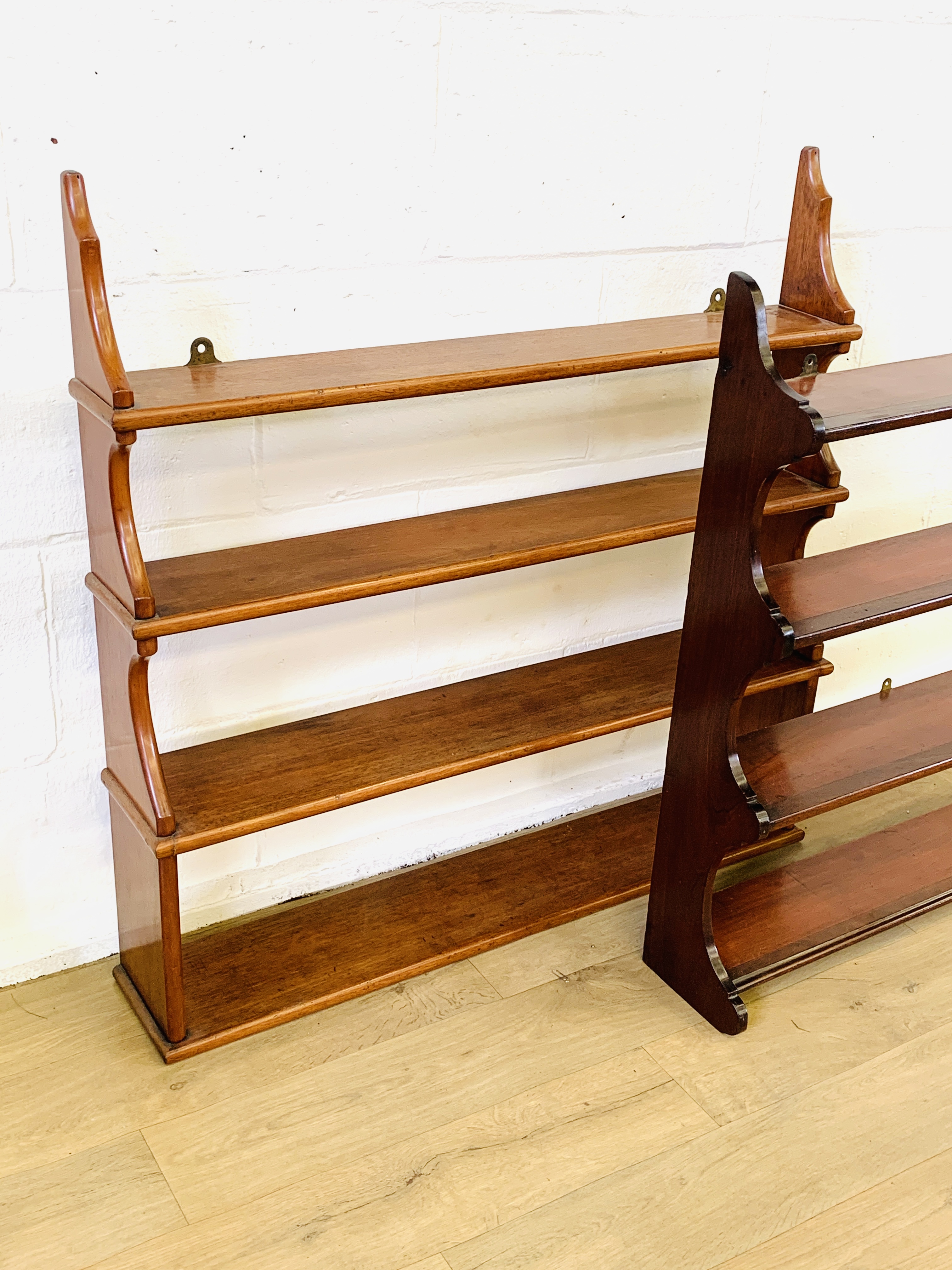 Two sets of mahogany wall mounted shelves - Image 3 of 4