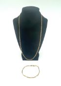 9ct gold link chain and matching bracelet