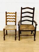 Two child's ladder back armchairs