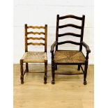 Two child's ladder back armchairs