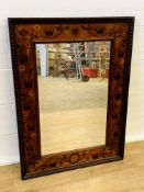 Inlaid wood mirror with bevelled edge glass