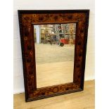 Inlaid wood mirror with bevelled edge glass