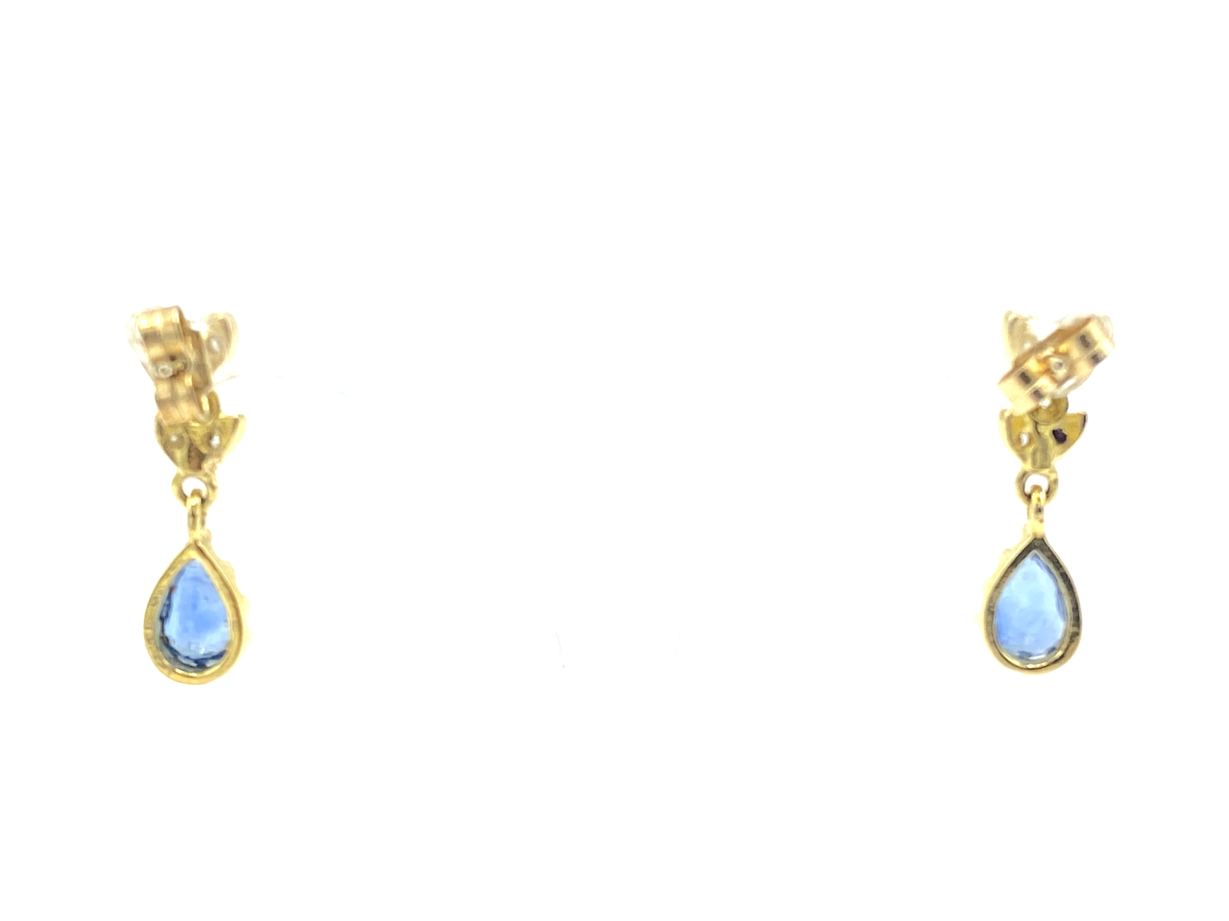 A pair of 9ct gold, diamond and sapphire drop earrings - Image 4 of 4