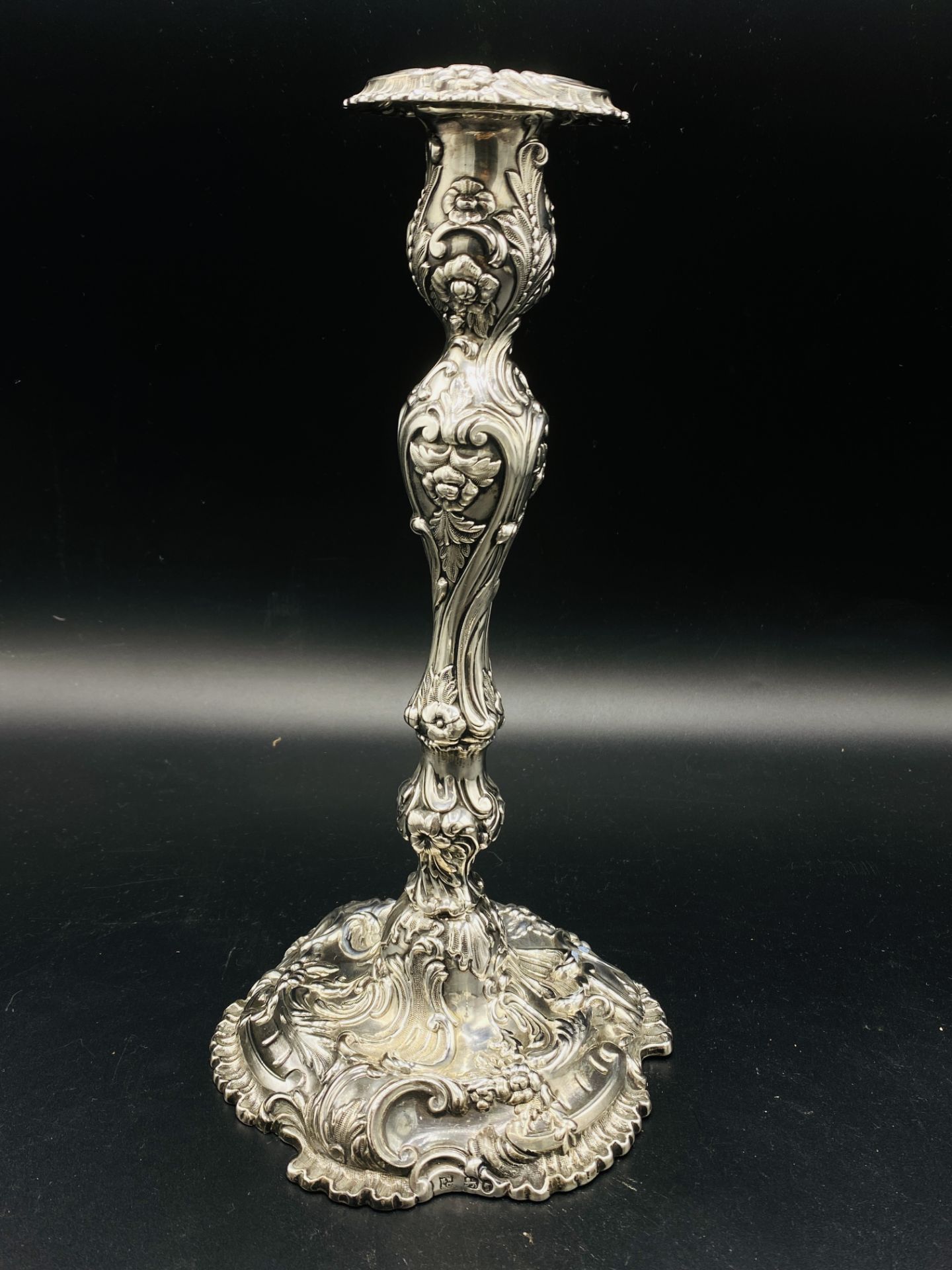 A pair of rococo silver candlesticks, by Henry Wilkinson & Co, Sheffield 1875 - Image 3 of 4