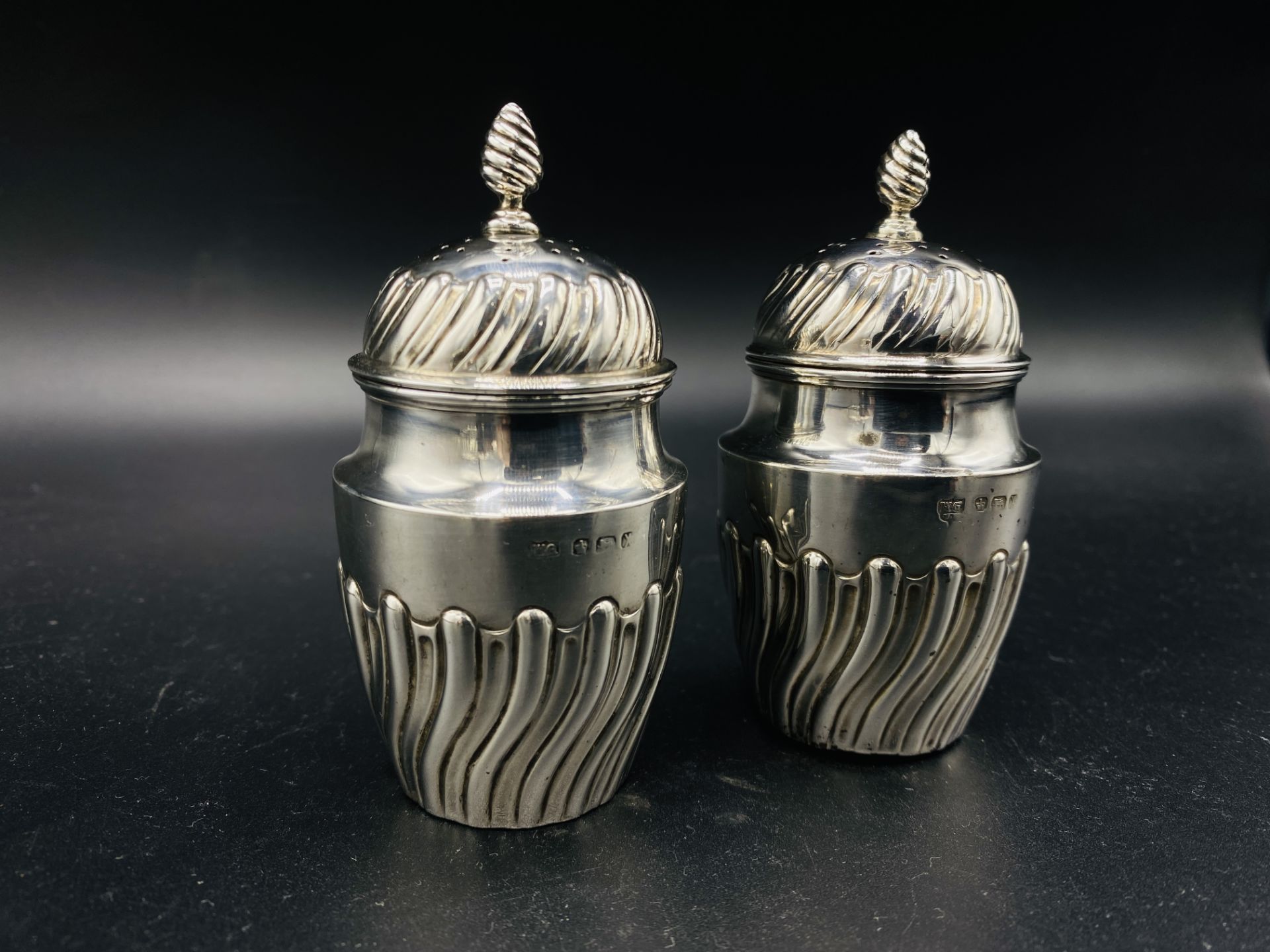 A five piece cruet set by Mappin & Webb, 1926, and other cruets - Image 3 of 10