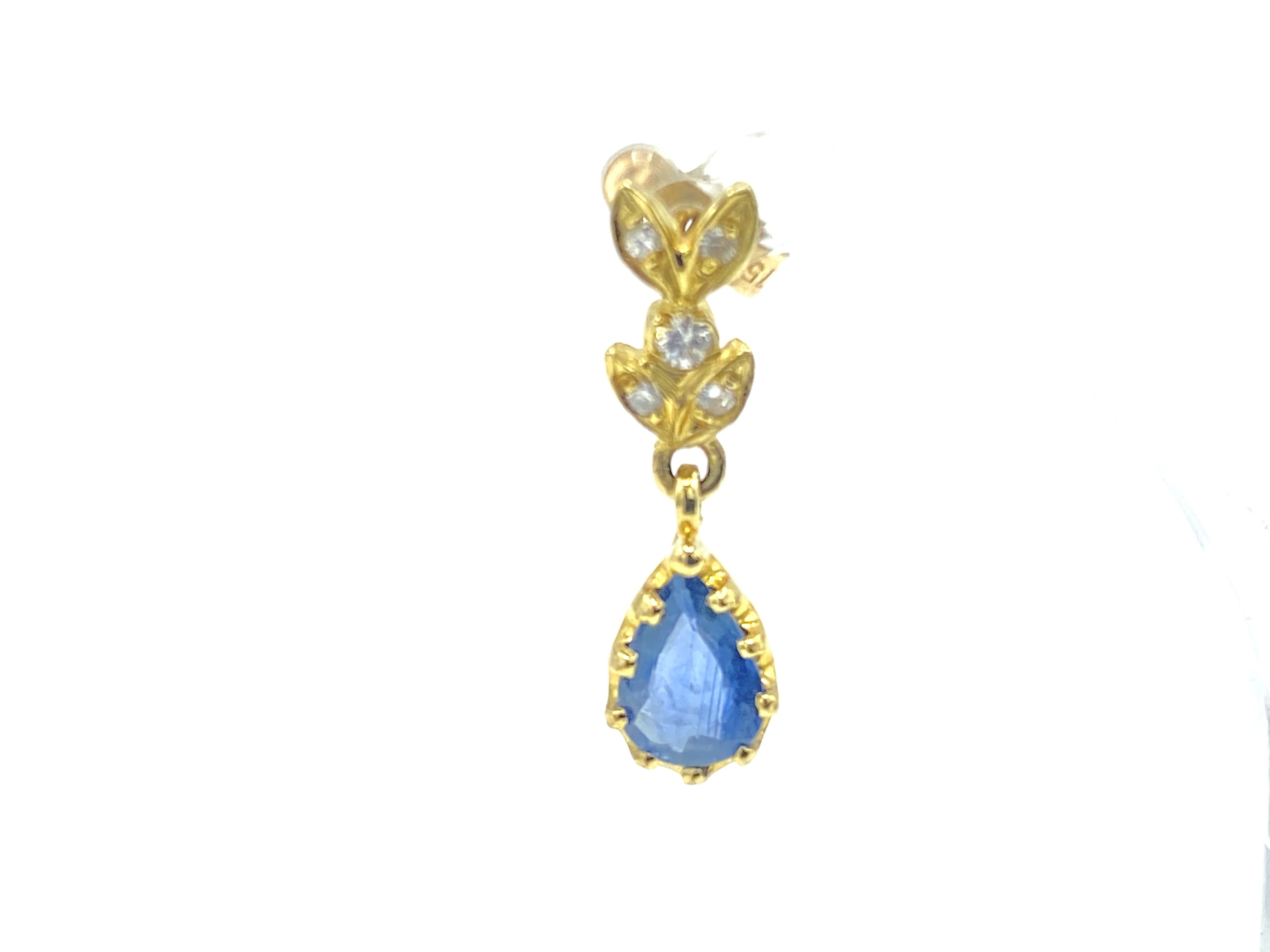 A pair of 9ct gold, diamond and sapphire drop earrings - Image 2 of 4