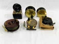 Six antique fishing reels