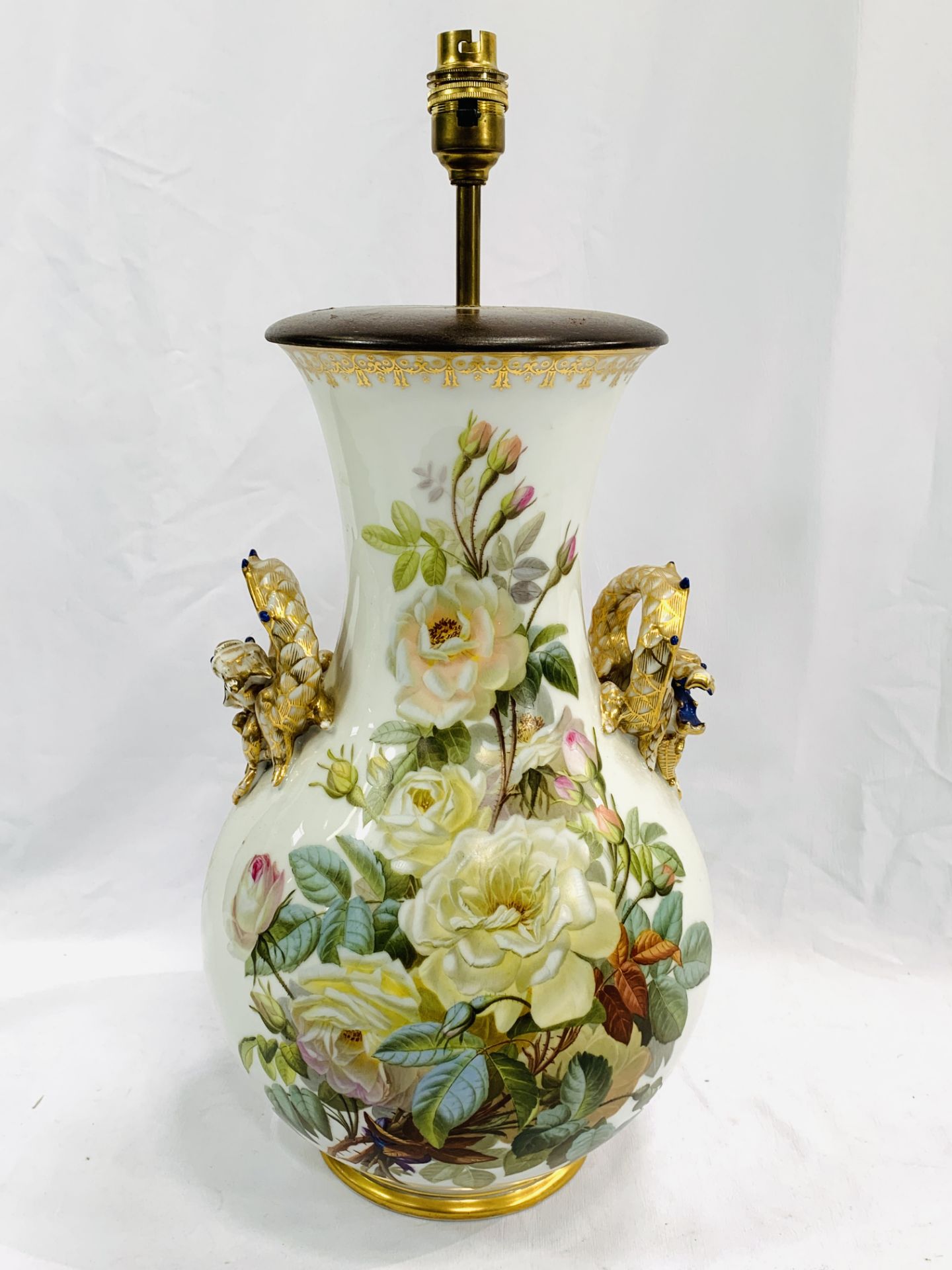 A hand painted lamp base