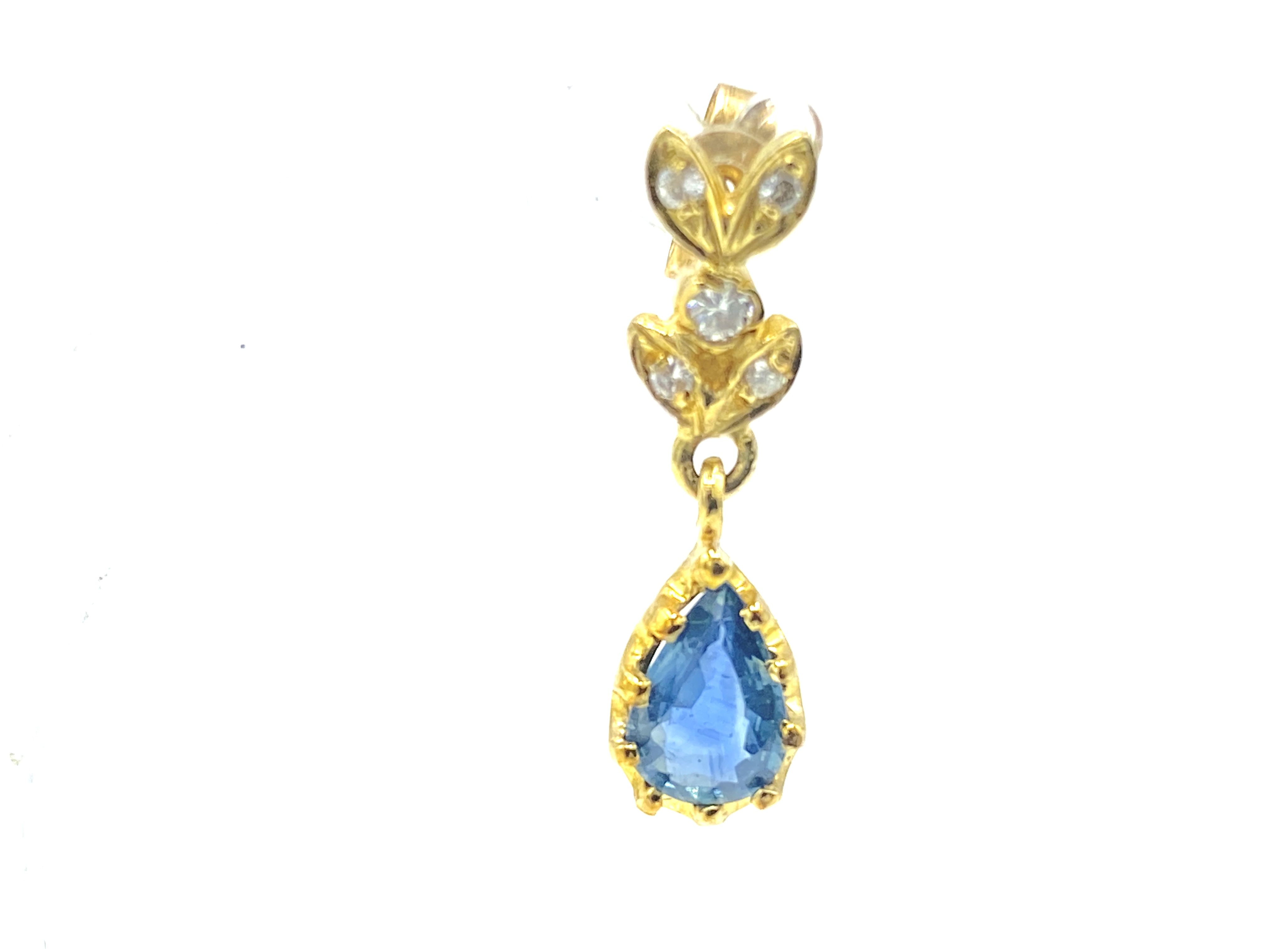 A pair of 9ct gold, diamond and sapphire drop earrings - Image 3 of 4